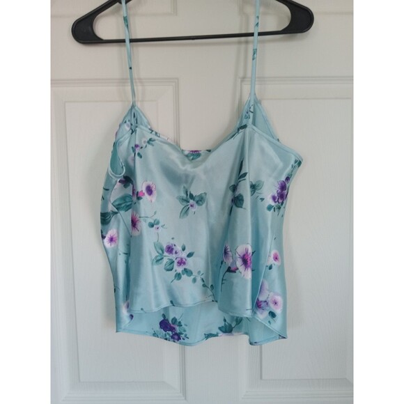 VTG Angelique Blue Floral Silky Feel Ladies Camisole Size Large - Picture 4 of 6